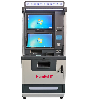 La banque futée indiquent le kiosque d'atmosphère de machine avec le paiement en espèces et retirent le service
