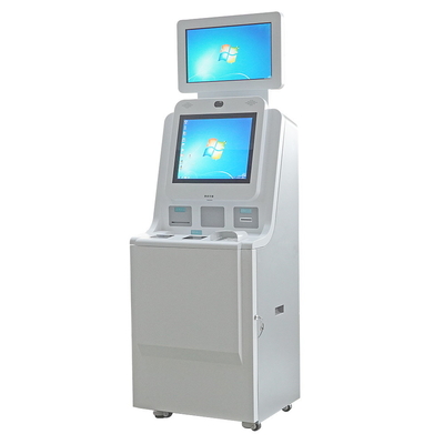 Double machine de kiosque de service d'individu d'hôpital d'OS de l'écran Win10 avec le lecteur de cartes de NFC