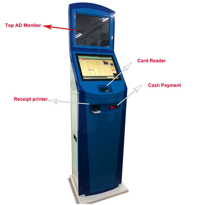 Double imprimante de billet de soutien de kiosque de paiement en espèces de service d'individu d'écran de ccc